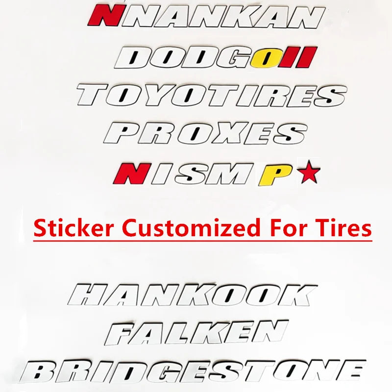 Standout Tire Stickers: Custom 3D Tire Lettering & Decals for JDM Enthusiasts. Elevate your vehicle's style effortlessly