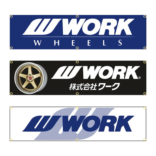 Work Wheels Nobori Flag Work Wheels Japan JDM Flags 2x8 ft Car Room-StreetSamuraiz