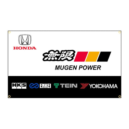 Mugen Logo and Honda Logo Car Flag JDM Flags Mugen Honda 3x5 ft-StreetSamuraiz