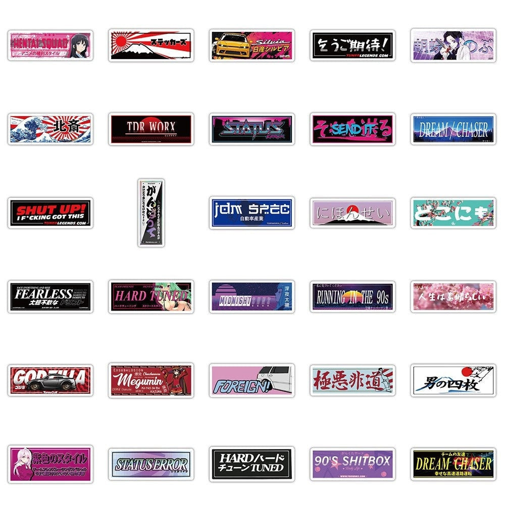 Mega JDM Sticker Pack, Anime Car Stickers 65pc, JDM  Decals, JDM Accessories-StreetSamuraiz