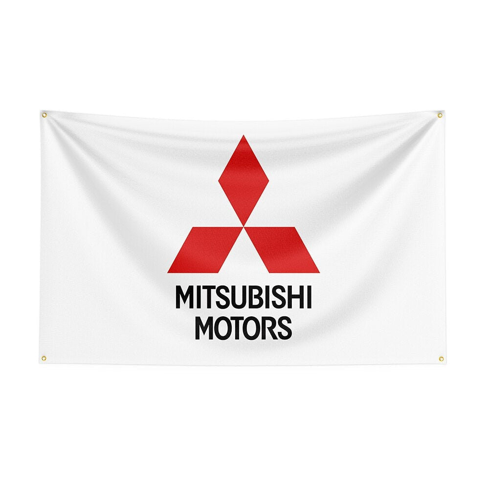 Mitsubishi Logo Automotive Flags Car logo Flags Mitsubishi Motors Flag 3x5 ft-StreetSamuraiz