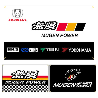 Mugen Logo and Honda Logo Car Flag JDM Flags Mugen Honda 3x5 ft-StreetSamuraiz