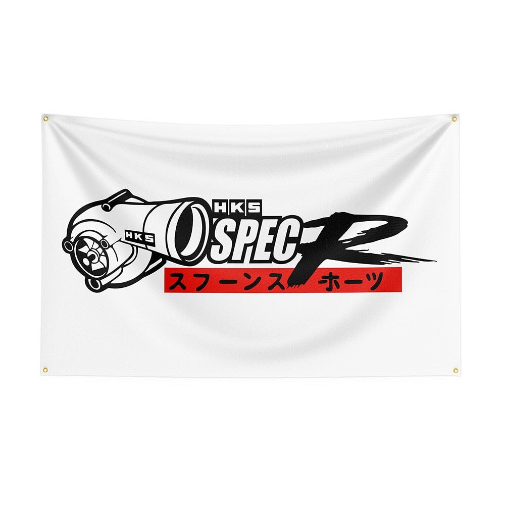 HKS Logo Automotive Banner Design JDM Flags Racing Garage 3x5 ft Car Room-StreetSamuraiz