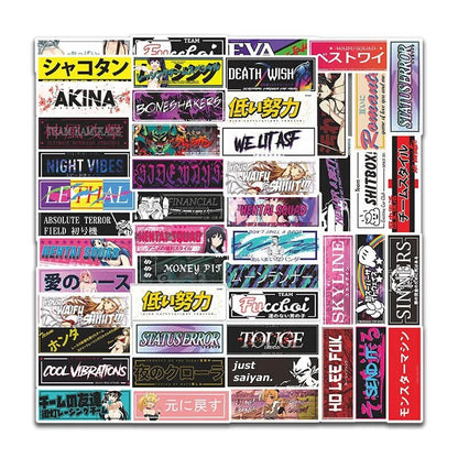 JDM Slap Stickers 50 pc Anime Sticker Pack Anime Car Stickers JDM Car Decals-StreetSamuraiz